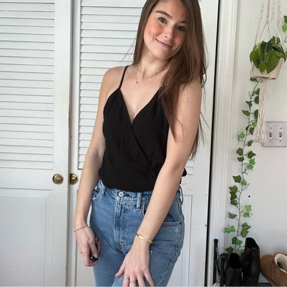 Lovers and Friends Surplice Black Tank Bodysuit